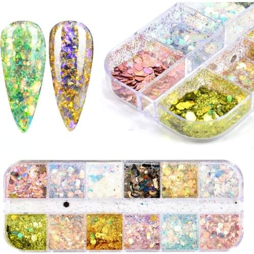 1 Set Glitter Sequins for Nail Art Hexagon UV Gel Polish Flake Decoration 3D Manicure Sparkles Paillettes Tip