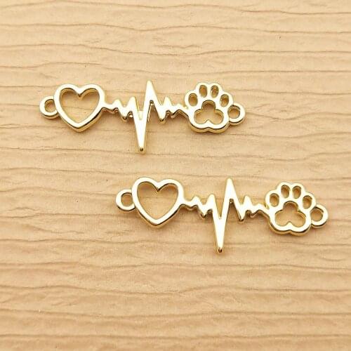 10pcs love heartbeat goodluck charms for jewelry making earring pendant bracelet and necklace charm