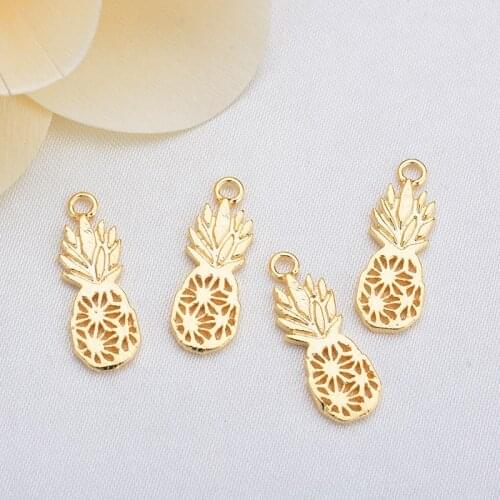 20pcs DIY copper charm pineapple fruit wholesale accessories spot gold small pendant bracelet necklace accessories