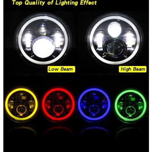 7 Inch LED Headlights RGB Halo Ring Hi/Lo Sealed Beam Angel Eye For Niva Motorcycle Lada Offroad 4x4 UAZ 12V 24V 36v