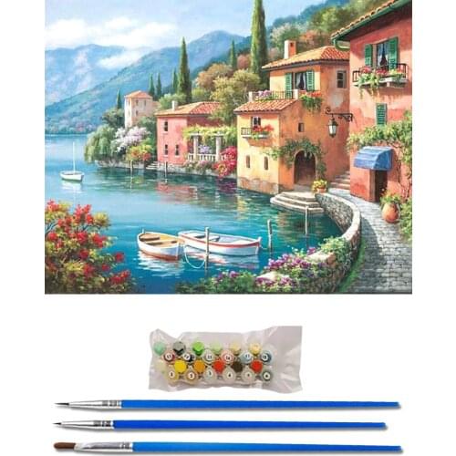 Scenery Acrylic Paint By Numbers Oil Painting For Adults DIY Kits Canvas Frameless Drawing Coloring By Numbers Landscape Decor