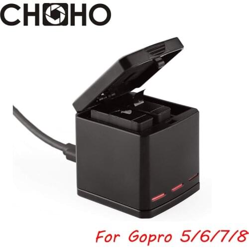 For GoPro 8 Accessories Three/Dual Ports USB Battery Box Charger + Type-C Cable for Go Pro Hero 8 7 6 5 Black Action Camera