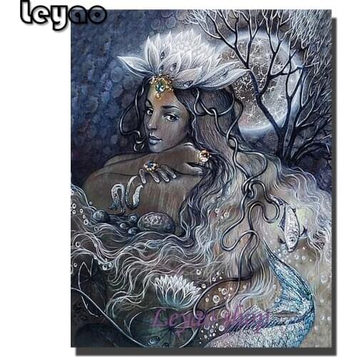 DIY Diamond Painting Fantasy fairy art, lotus carp woman,diamond Embroidery 5d mosaic Diamond needlework cross stitch room decor