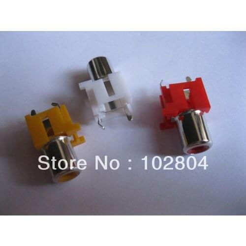 AV-8.4-6 AV Pin Jack 3 Color RCA Female Audio Video AV Socket Connector 60 pcs per Lot