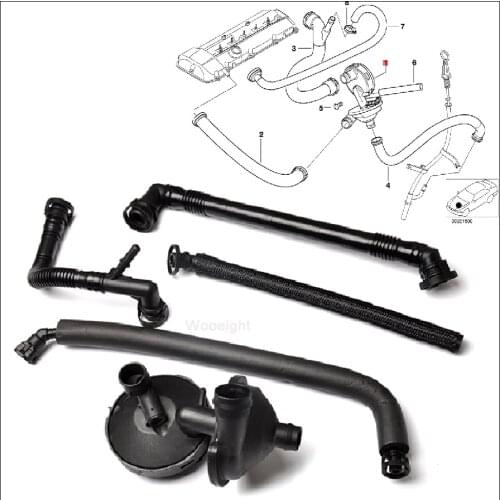 Wooeight 11617501566 Car PVC Plastic Black Crankcase Vent Valve Water Separator Set Fit For BMW E39 E46 320i 330i M52 320i 325i