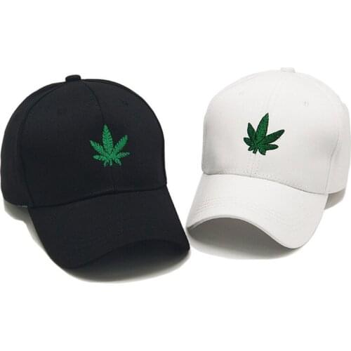 Leaf Embroidery Baseball Cap Hipster Hat Green Hemp Leaf Hat Hip Hop Cotton Cap hats