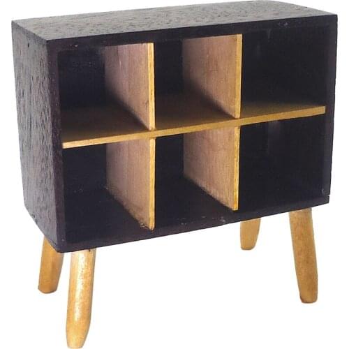 Wood 1/12 Scale Miniature 6 Grids Bookshelf Cube Organizer Bookcase Model