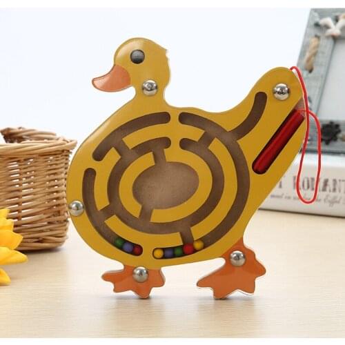 Children Magnetic Maze Toy Kids Wooden Puzzle Game Toy Kids Early Educational Brain Teaser Wooden Toy Intellectual Jigsaw Board