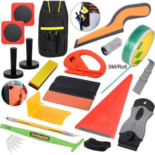 EHDIS Wrap Cutting Tape Vinyl Tool Bag Kit Carbon Fiber Film Tinting Razor Scraper Rubber Squeegee Car Decal Safety Knife Cutter