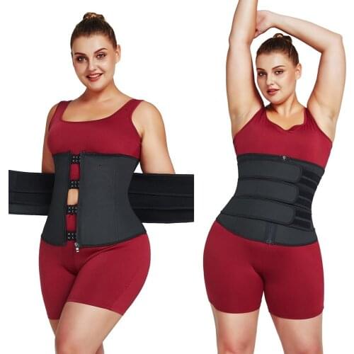 HEXIN CORSET Latex Waist Trainer 7 Steel Bones 3 Belts Zipper Inner Hooks Women Body Shaper Tummy Control Slimming Belt Fajas