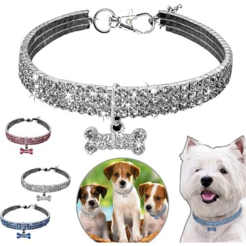 Crystal Dog Collar Diamond Puppy Pet Decoration Rhinestone Alloy Collar Collars For Pet Little Dogs Supplies Accessories S/M/L
