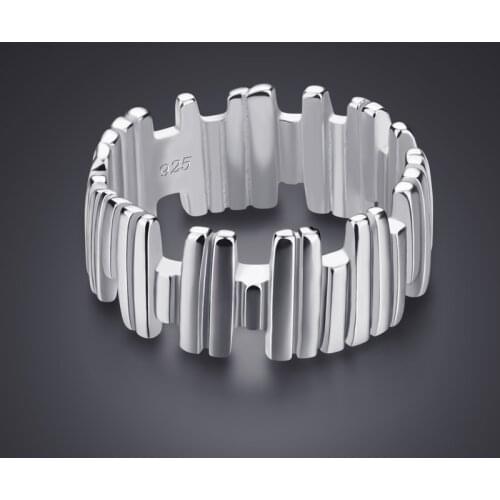 Fashion personality three-dimensional ring. Solid 925 sterling silver 8 mm wide ring for women. Silver jewelry Christmas gifts