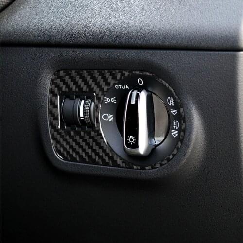 Real Carbon Fiber Stickers Car Headlight Switch Cover Frame Trim for Audi TT 8n 8J MK123 TTRS 2008-2014 RHD Vehicles Accessories