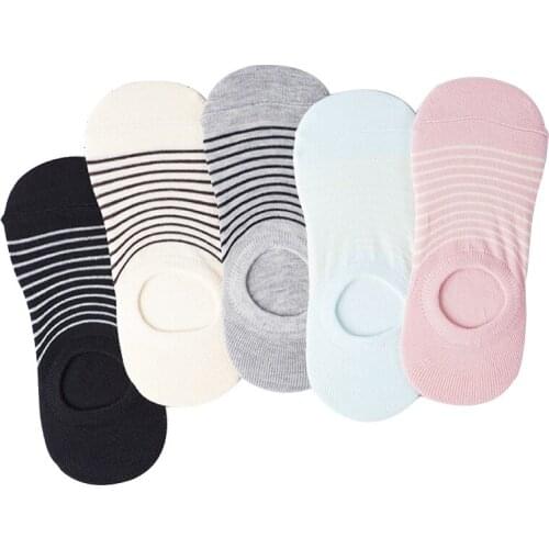 5 pairs New Summer Womens boat socks Striped fashion Women socks Five-color light-mouth breathable casual Womens socks