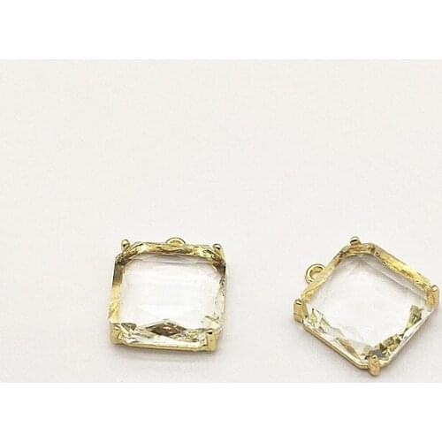 New Arrival! 21x18mm 50pcs Zinc Alloy/Glass Square Pendants/Charm for Earrings Handmade DIY Parts,Jewelry Findings&Component