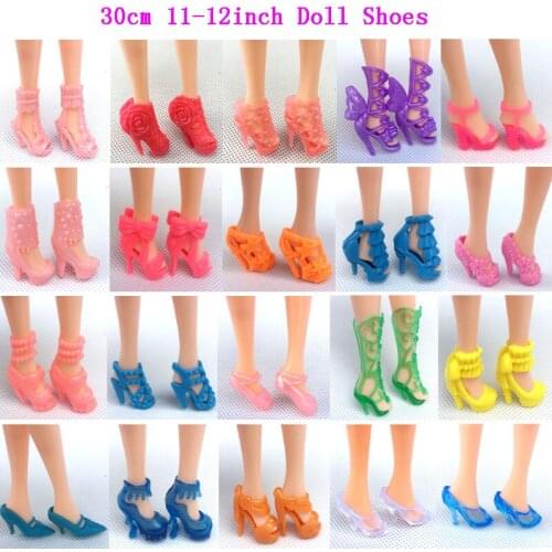 Crystal Shoes For Dolls Universal Accessories 16 Pairs Of Shoes In The Ankle Boots High Heels Fit For 30cm 11-12inch Doll
