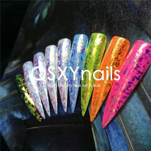 WHOLESALE 50g Aurora Flakes Powder Neon Chrome Mirror Pigment Unicorn Nails Glitter for Gel Nail Polish Nail Art Manicure
