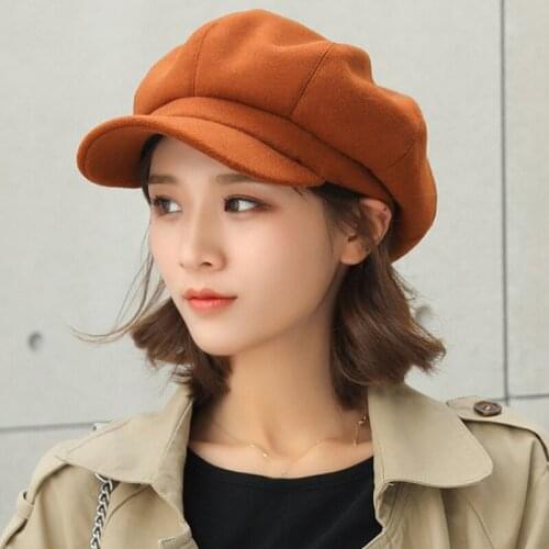 Auutmn Winter Hats for Women Solid Plain Octagonal Newsboy Cap Men Ladies Casual Wool Hat Winter Beret Women Painte High Quality
