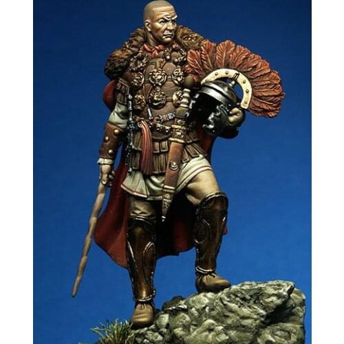 1/24 75mm ancient warrior stand with flag Resin figure Model kits Miniature gk Unassembly Unpainted