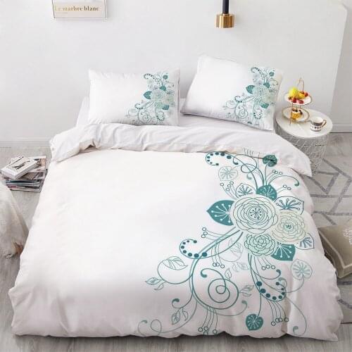 Nordic Flower Print Bedding Set Modern Bed Linen Duvet Cover Set with Pillowcase Single Double Queen Quilt Covers Bedclothes