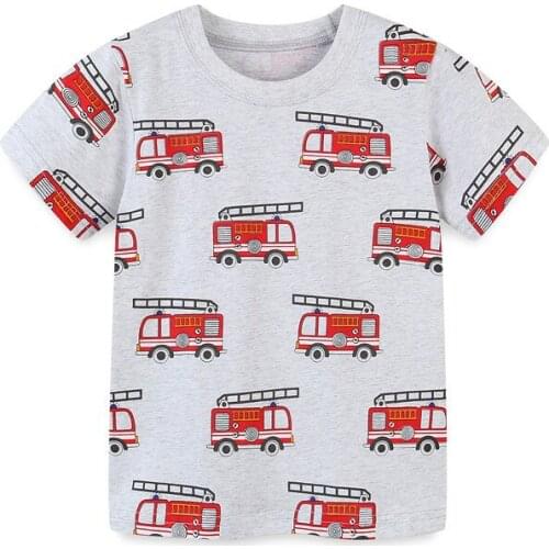 Baby Casual Tops Kids Boy T Shirt Toddlers Summer Clothes Fire Truck T-shirts Short Sleeve Tees Children Clothing
