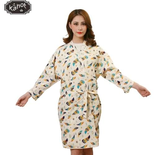 Salon Professional Hairdressing Feather Pattern Kimono Beauty SPA Guest Robe Barber Shop Client Haircut Dyehair Gown Apron