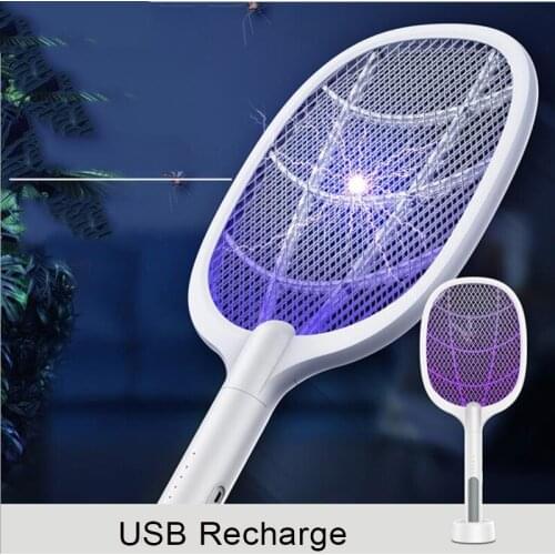 USB Electric Shock Mosquito Lamp 3 in1 USB Recharge Mosquito Swatter Fly Swatter Portable UV Anti Mosquitoes Handheld