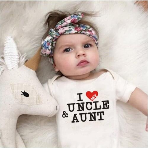 I Love Uncle&aunt Print Newborn Girl Boy Clothes Short Sleeve O Neck Loose Toddler Jumpsuit Summer Baby Romper Infant Bodysuits