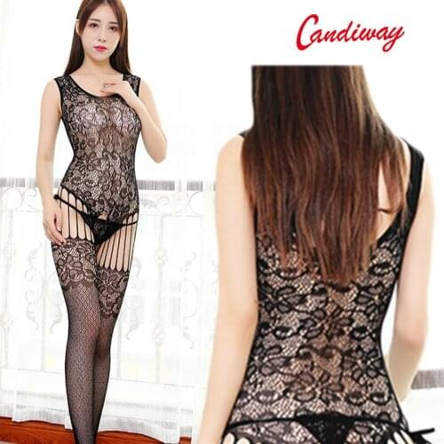 Sexy Erotic Porn Sexy Costumes Lingerie Sex Nightwear Bodysuit Fishnet and Lace Suspender Bodystocking All-In-One Sheer