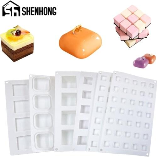 SHENHONG Multiple Square-Shaped Silicone Mould Kitchen Baking Tools Mousse Cake Mold Dessert Decoration Accessories Muffin Pan