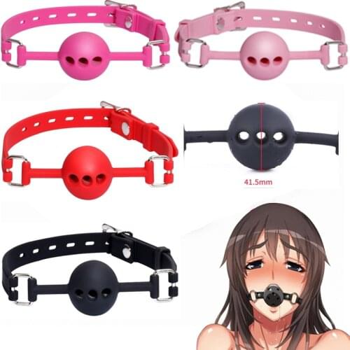 Manyjoy Silicone Gag Ball BDSM Bondage Restraints Open Mouth Breathable Sex Ball Harness Strap Gag Sex Toy for Women Couples