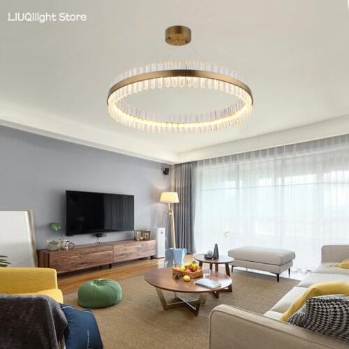 Modern living room LED ceiling lamp bedroom crystal chandelier villa round chandelier childrens room lighting