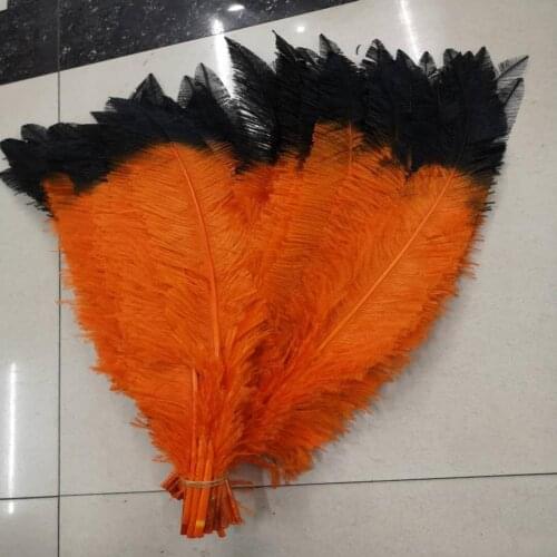 Pretty 100pcs Orange and Black 40-45cm/16-18inches Ostrich Feathers For Crafts Plumes Jewelry Making Wedding Decoration