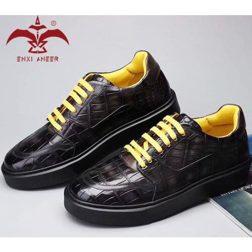 Top Grade Grey Shoes Crocodile Leather 100% Handmade Shoes Men Lady Sneakers Custom Logo Name Original Designer Shoes