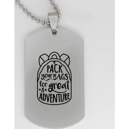 Ufine jewelry inspriational pendant army card Pack your bags for a great adventure stainless steel customed necklace N4130
