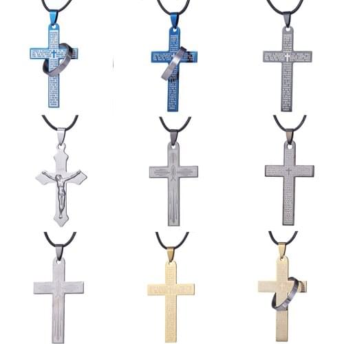 ZRM Jewelry Stainless steel Bible Necklace Jesus Cross Pendant For Men Women Gifts