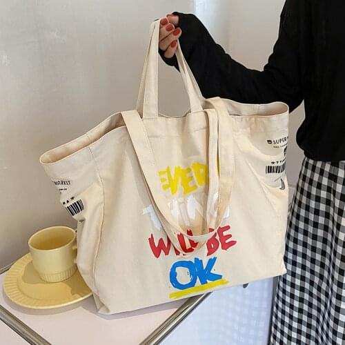 High Quality Women Canvas Handbags Shoulder Bags Designer Letters Female Tote Bag Casual Ladies Shopping Bags for Women New