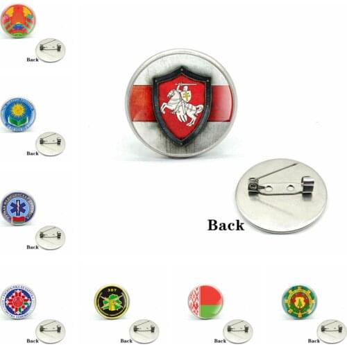 Republic of Belarus Symbol Badge Glass Cabochon Brooches Charms Knight Men and Women Pins Jewelry Gifts