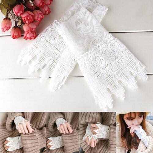 1 Pair Lace Wrist Sleeves Hollow Fake Cuff Elegant Gloves Accessories for Women Lady TT@88