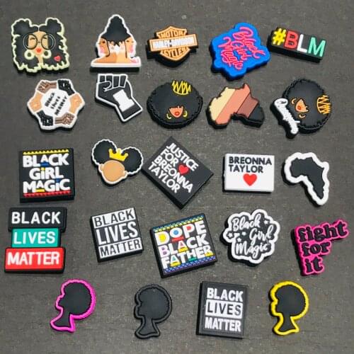 2021 New 1PCS I Can Not Breathe Shoe Charms Soft PVC For Shoe Charm Black lives matter fist BGM BLM Garden Shoe Decoration