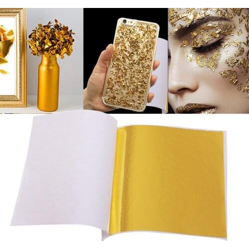 100Pcs Gold Leaf Edible Gold Foil Sheets For DIY Cake Decoration Arts Crafts Gilding Design Paper Gift Wrapping Scrapbooking