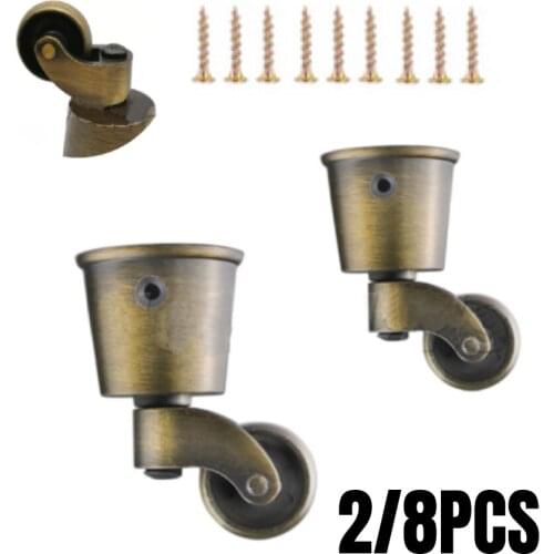 2/8PCS 360 Degree Metal Universal Casters Wheel Silent Reinforce Furniture Casters Heavy Duty Furniture Support Cup With Screws