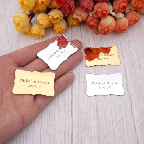 20pcs/Lot Personalized Acrylic Sticker Engraved Name Custom Wedding Invitation Cards Birthday Party Babyshowers Guest Gifts