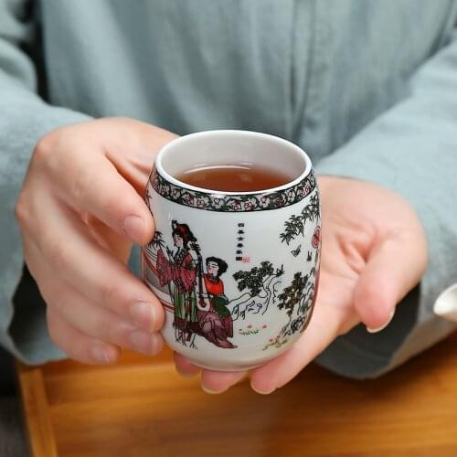 200ml Jing De Zhen Glaze Painting Big Capacity Ceramic Teacup Porcelain Tea Cup Household Chinese Kung Fu Cup Tea Set Supplies