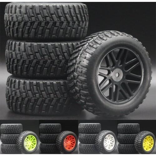 4pcs 1/10 RC Model 4WD Sport Pull Rally Car Wheel Rims & Tires Diameter 95mm, Width 37mm HSP HIMOTO REDCAT 2.2" Tyres 608-7007