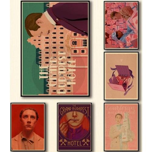 44 Designs The Grand Budapest Hotel Kraftpaper Poster Home Decal Artwork Painting Funny Wall Sticker for Coffee House Bar