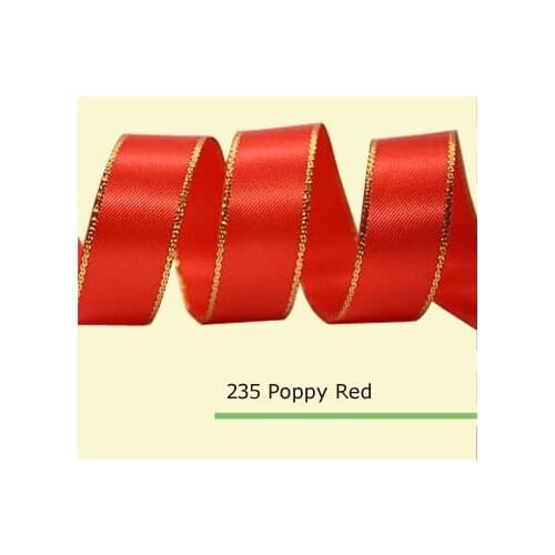 5/8 inch (16mm) gold metallic edge satin ribbon 35 colors in stock