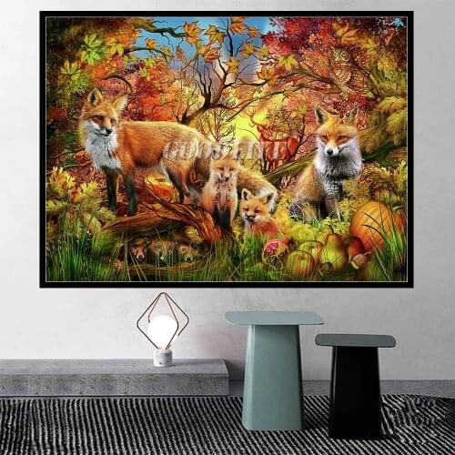 Ciro Marchetti Artwork Spirit Of Autumn Fox Deer Diamond Painting 5D Embroidery Cross Stitch DIY Mosaic Handmade Home Wall Decor