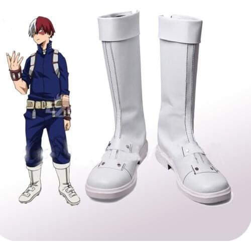 My Hero Academia Boku No Hero Akademia Shoto Todoroki White Hero Cosplay Shoes Boots Halloween Party Cosplay Costume Accessories