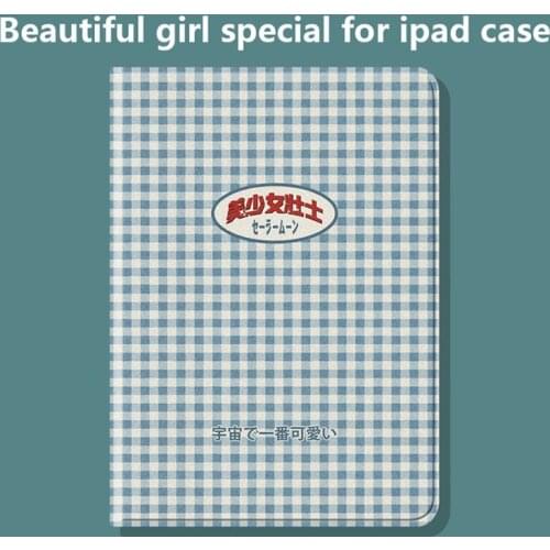 For Ipad 10.2 9.7 Pro 11 12 9 Mini 4 5 Air 4 3 Case 2020 Beautiful Girls Retro Plaid with Pen Slot Protective Cover